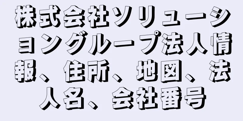 株式会社ソリューショングループ法人情報、住所、地図、法人名、会社番号