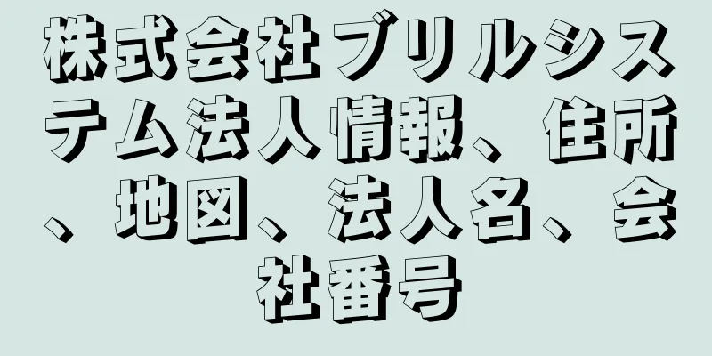 株式会社ブリルシステム法人情報、住所、地図、法人名、会社番号