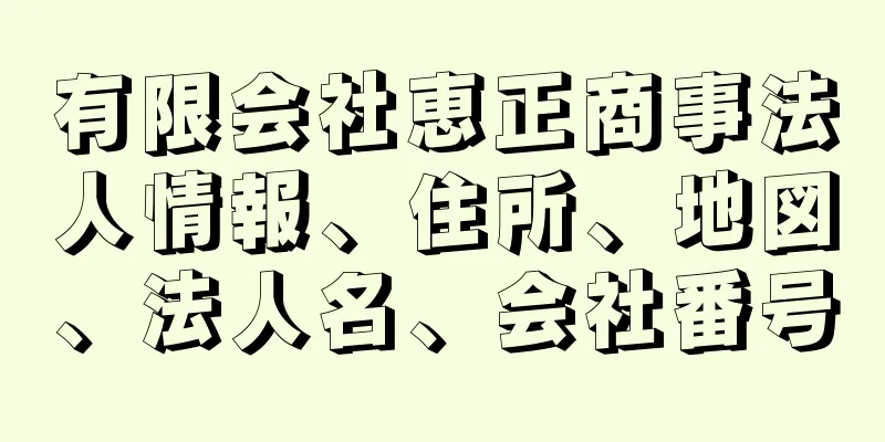 有限会社恵正商事法人情報、住所、地図、法人名、会社番号