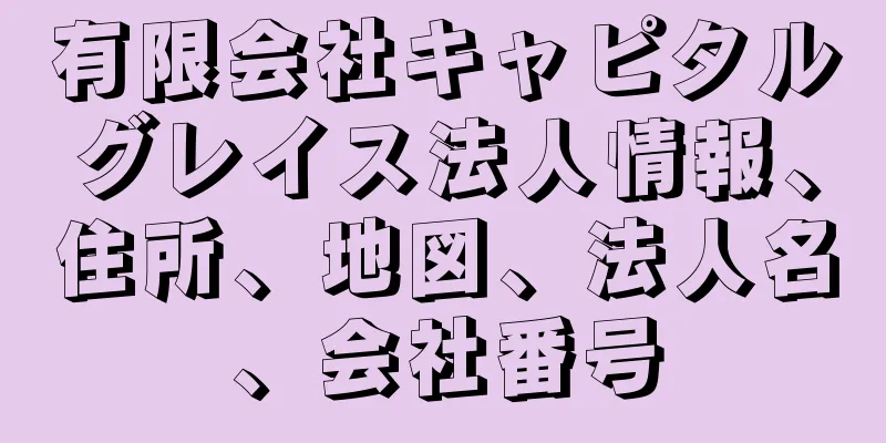 有限会社キャピタルグレイス法人情報、住所、地図、法人名、会社番号