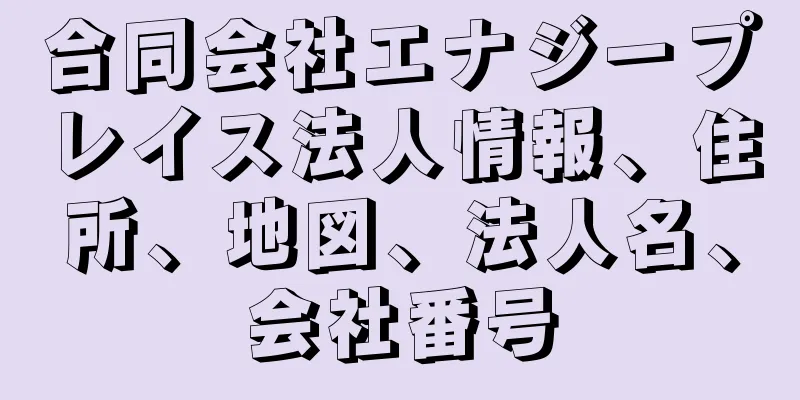 合同会社エナジープレイス法人情報、住所、地図、法人名、会社番号