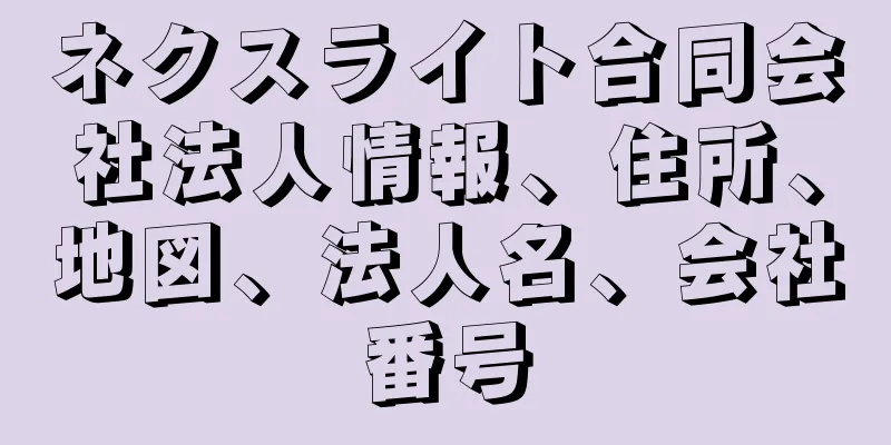 ネクスライト合同会社法人情報、住所、地図、法人名、会社番号