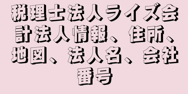 税理士法人ライズ会計法人情報、住所、地図、法人名、会社番号