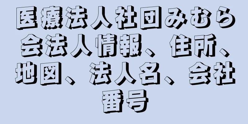 医療法人社団みむら会法人情報、住所、地図、法人名、会社番号