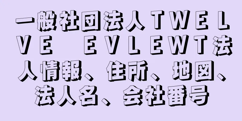 一般社団法人ＴＷＥＬＶＥ　ＥＶＬＥＷＴ法人情報、住所、地図、法人名、会社番号