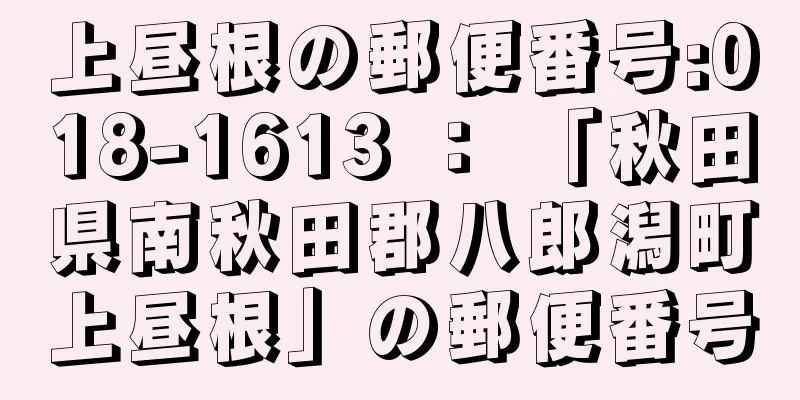 上昼根の郵便番号:018-1613 ： 「秋田県南秋田郡八郎潟町上昼根」の郵便番号