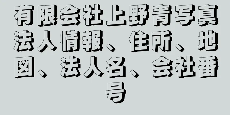 有限会社上野青写真法人情報、住所、地図、法人名、会社番号