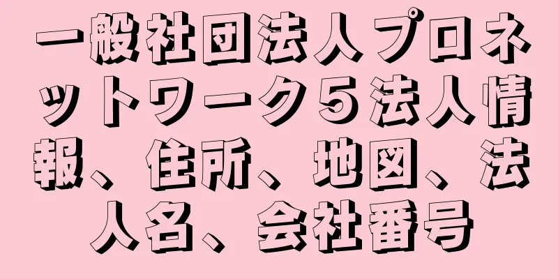 一般社団法人プロネットワーク５法人情報、住所、地図、法人名、会社番号