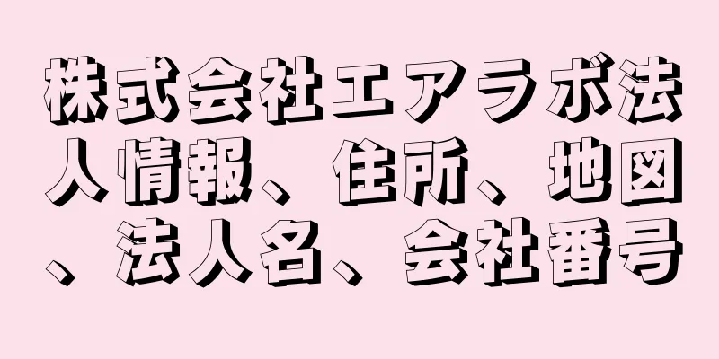 株式会社エアラボ法人情報、住所、地図、法人名、会社番号