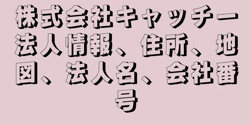 株式会社キャッチー法人情報、住所、地図、法人名、会社番号