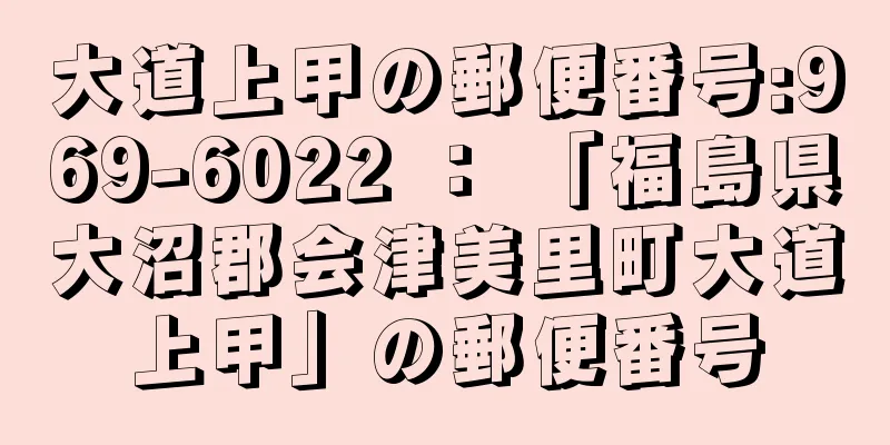 大道上甲の郵便番号:969-6022 ： 「福島県大沼郡会津美里町大道上甲」の郵便番号