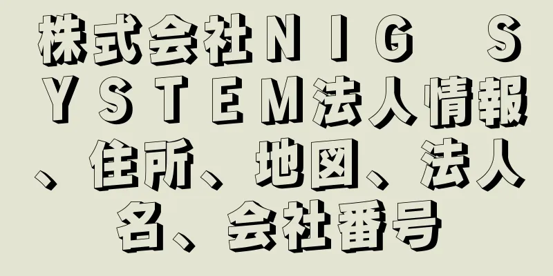 株式会社ＮＩＧ　ＳＹＳＴＥＭ法人情報、住所、地図、法人名、会社番号