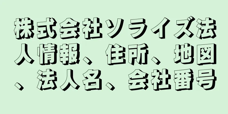 株式会社ソライズ法人情報、住所、地図、法人名、会社番号