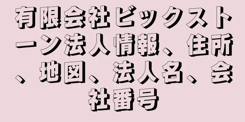 有限会社ビックストーン法人情報、住所、地図、法人名、会社番号