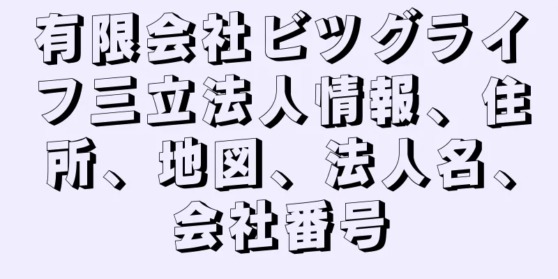 有限会社ビツグライフ三立法人情報、住所、地図、法人名、会社番号