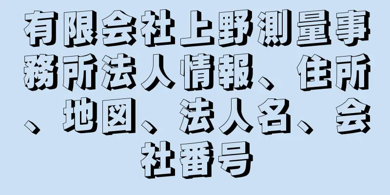 有限会社上野測量事務所法人情報、住所、地図、法人名、会社番号