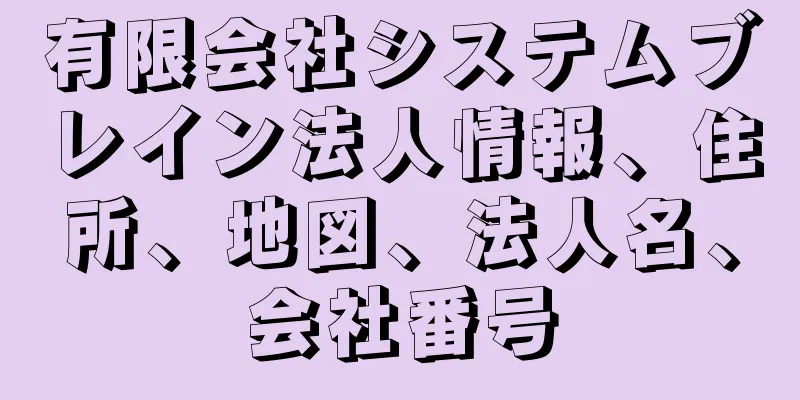 有限会社システムブレイン法人情報、住所、地図、法人名、会社番号