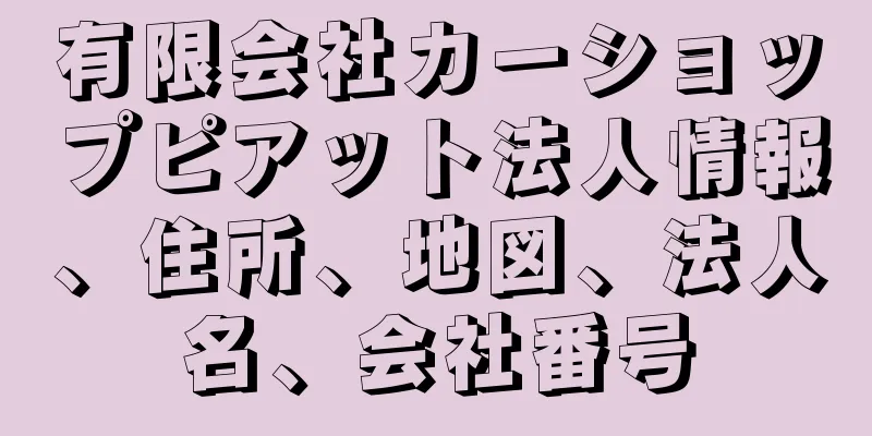 有限会社カーショップピアット法人情報、住所、地図、法人名、会社番号