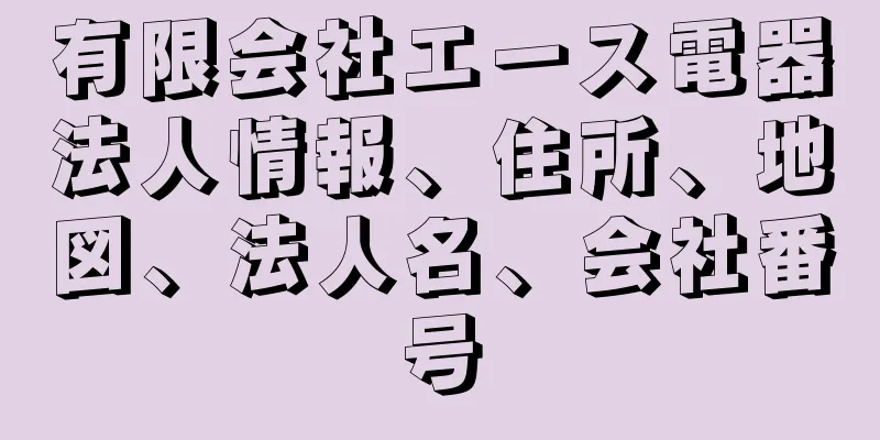 有限会社エース電器法人情報、住所、地図、法人名、会社番号