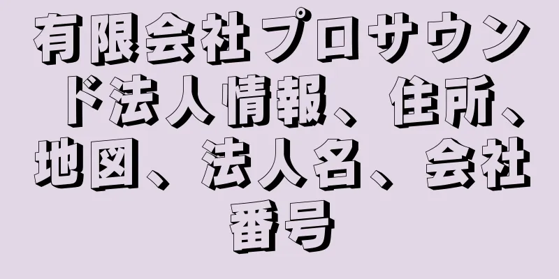 有限会社プロサウンド法人情報、住所、地図、法人名、会社番号