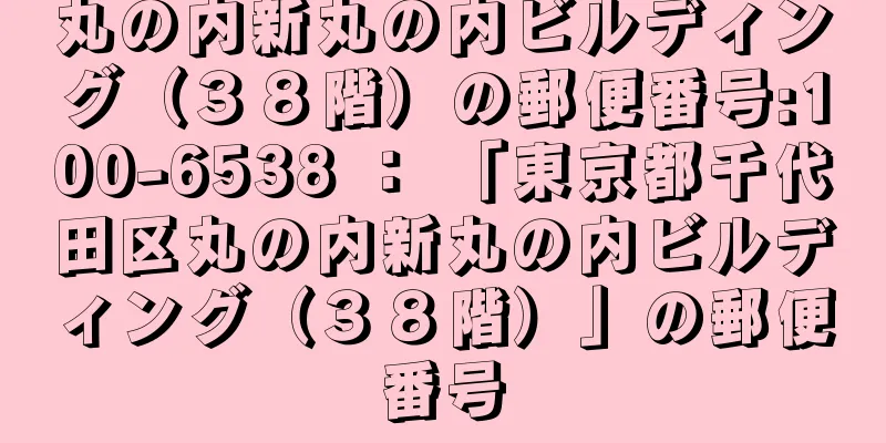 丸の内新丸の内ビルディング（３８階）の郵便番号:100-6538 ： 「東京都千代田区丸の内新丸の内ビルディング（３８階）」の郵便番号