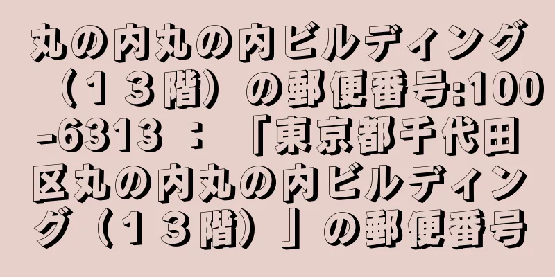 丸の内丸の内ビルディング（１３階）の郵便番号:100-6313 ： 「東京都千代田区丸の内丸の内ビルディング（１３階）」の郵便番号