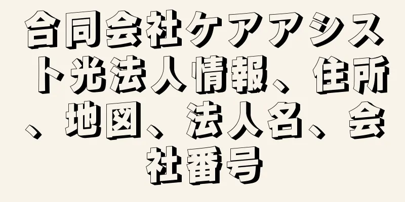 合同会社ケアアシスト光法人情報、住所、地図、法人名、会社番号