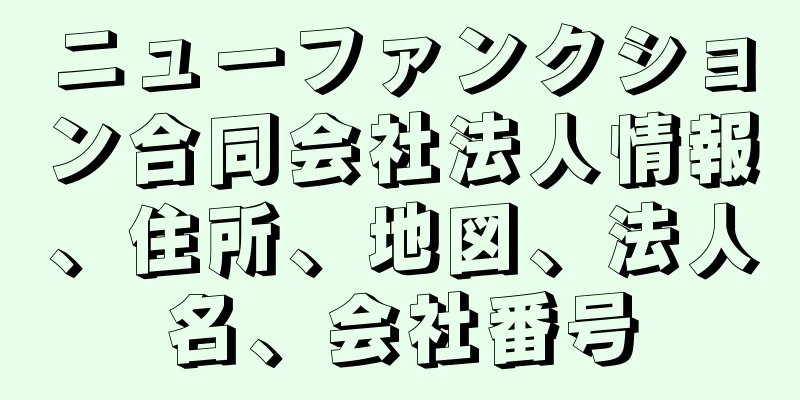 ニューファンクション合同会社法人情報、住所、地図、法人名、会社番号