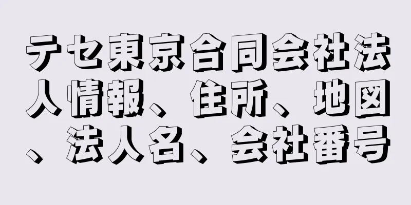 テセ東京合同会社法人情報、住所、地図、法人名、会社番号