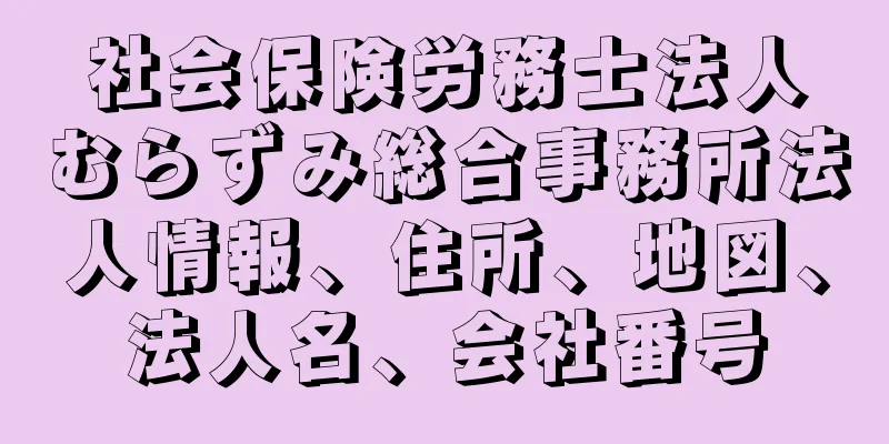 社会保険労務士法人むらずみ総合事務所法人情報、住所、地図、法人名、会社番号