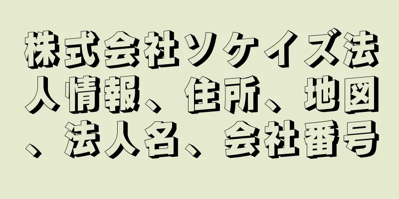 株式会社ソケイズ法人情報、住所、地図、法人名、会社番号