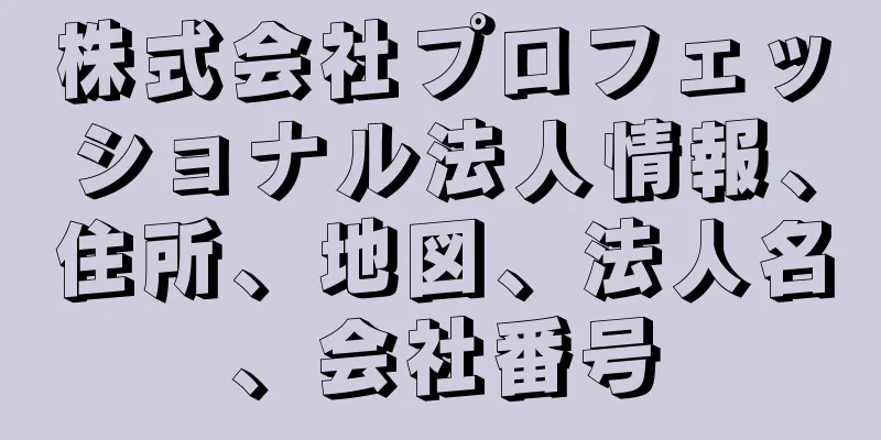 株式会社プロフェッショナル法人情報、住所、地図、法人名、会社番号