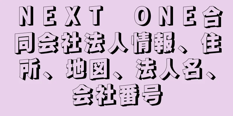 ＮＥＸＴ　ＯＮＥ合同会社法人情報、住所、地図、法人名、会社番号