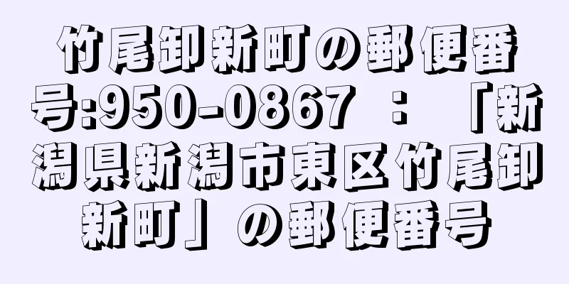 竹尾卸新町の郵便番号:950-0867 ： 「新潟県新潟市東区竹尾卸新町」の郵便番号