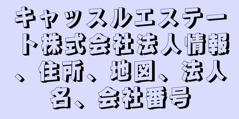 キャッスルエステート株式会社法人情報、住所、地図、法人名、会社番号