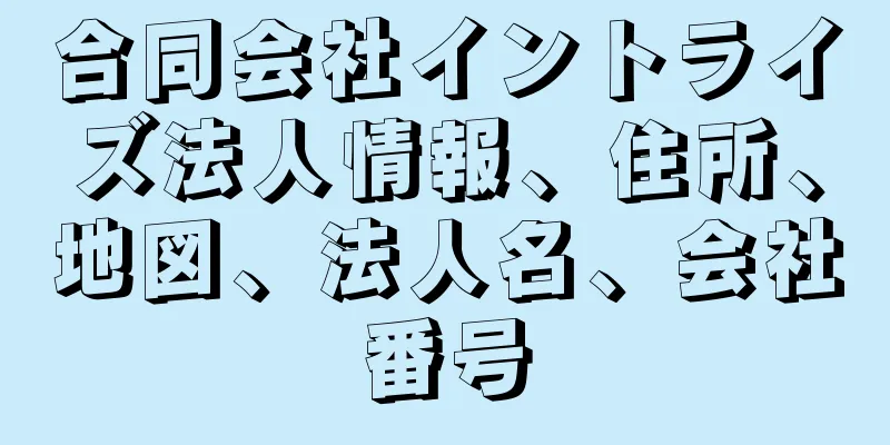 合同会社イントライズ法人情報、住所、地図、法人名、会社番号