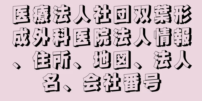 医療法人社団双葉形成外科医院法人情報、住所、地図、法人名、会社番号