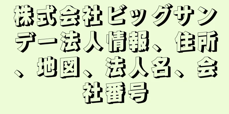 株式会社ビッグサンデー法人情報、住所、地図、法人名、会社番号