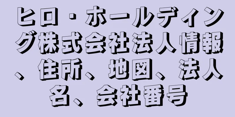 ヒロ・ホールディング株式会社法人情報、住所、地図、法人名、会社番号