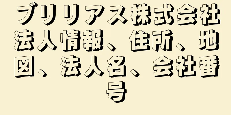 ブリリアス株式会社法人情報、住所、地図、法人名、会社番号