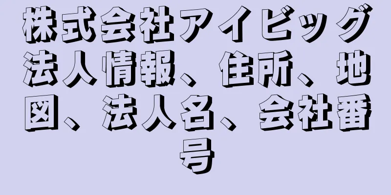 株式会社アイビッグ法人情報、住所、地図、法人名、会社番号