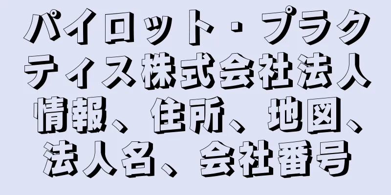 パイロット・プラクティス株式会社法人情報、住所、地図、法人名、会社番号