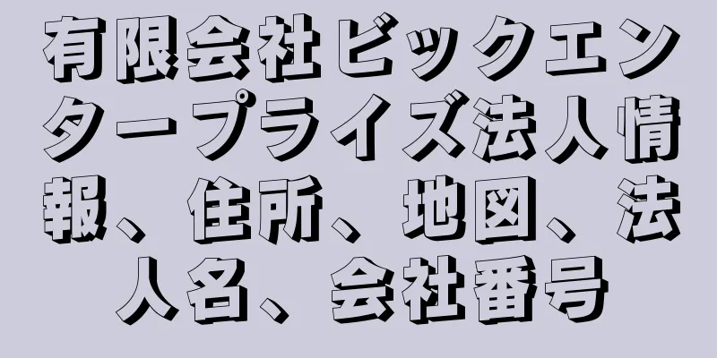 有限会社ビックエンタープライズ法人情報、住所、地図、法人名、会社番号