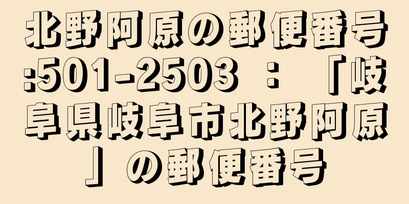 北野阿原の郵便番号:501-2503 ： 「岐阜県岐阜市北野阿原」の郵便番号