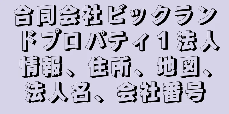 合同会社ビックランドプロパティ１法人情報、住所、地図、法人名、会社番号