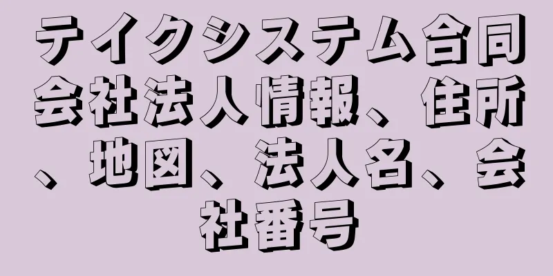 テイクシステム合同会社法人情報、住所、地図、法人名、会社番号