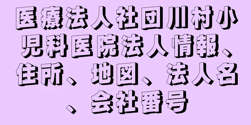 医療法人社団川村小児科医院法人情報、住所、地図、法人名、会社番号