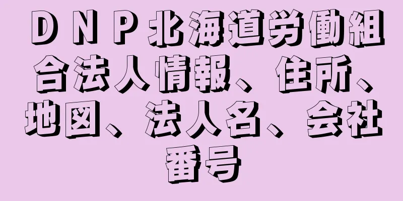 ＤＮＰ北海道労働組合法人情報、住所、地図、法人名、会社番号