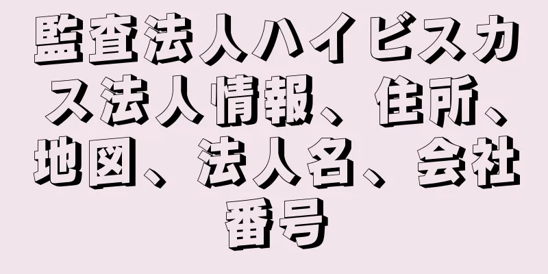 監査法人ハイビスカス法人情報、住所、地図、法人名、会社番号