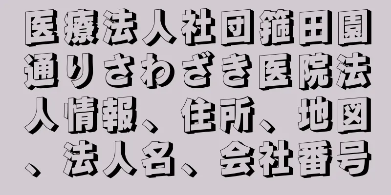 医療法人社団箍田園通りさわざき医院法人情報、住所、地図、法人名、会社番号